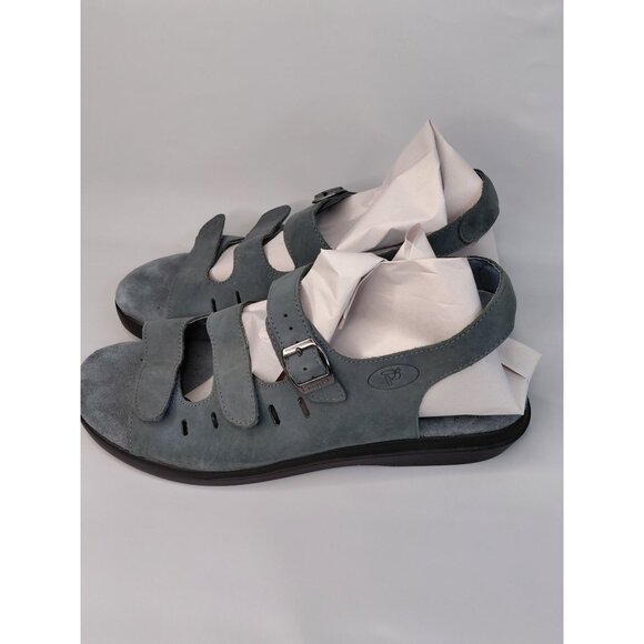 Propet Leather Sandals Size 11 Grey Open Toe Adjustable Strap Comfortable Air C - Picture 7 of 9